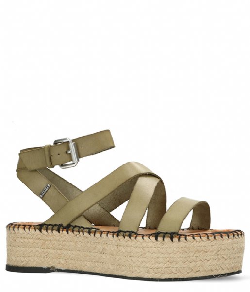 Shabbies  Espadrille Sandal Natural Dyed Smooth Leather Green (7001)